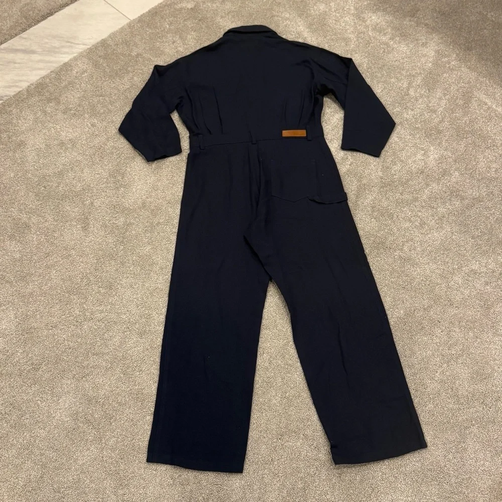 Rivet Utility Dynamo stretch organic cotton jumpsuit powerhouse navy blue NWOT - Picture 4 of 14